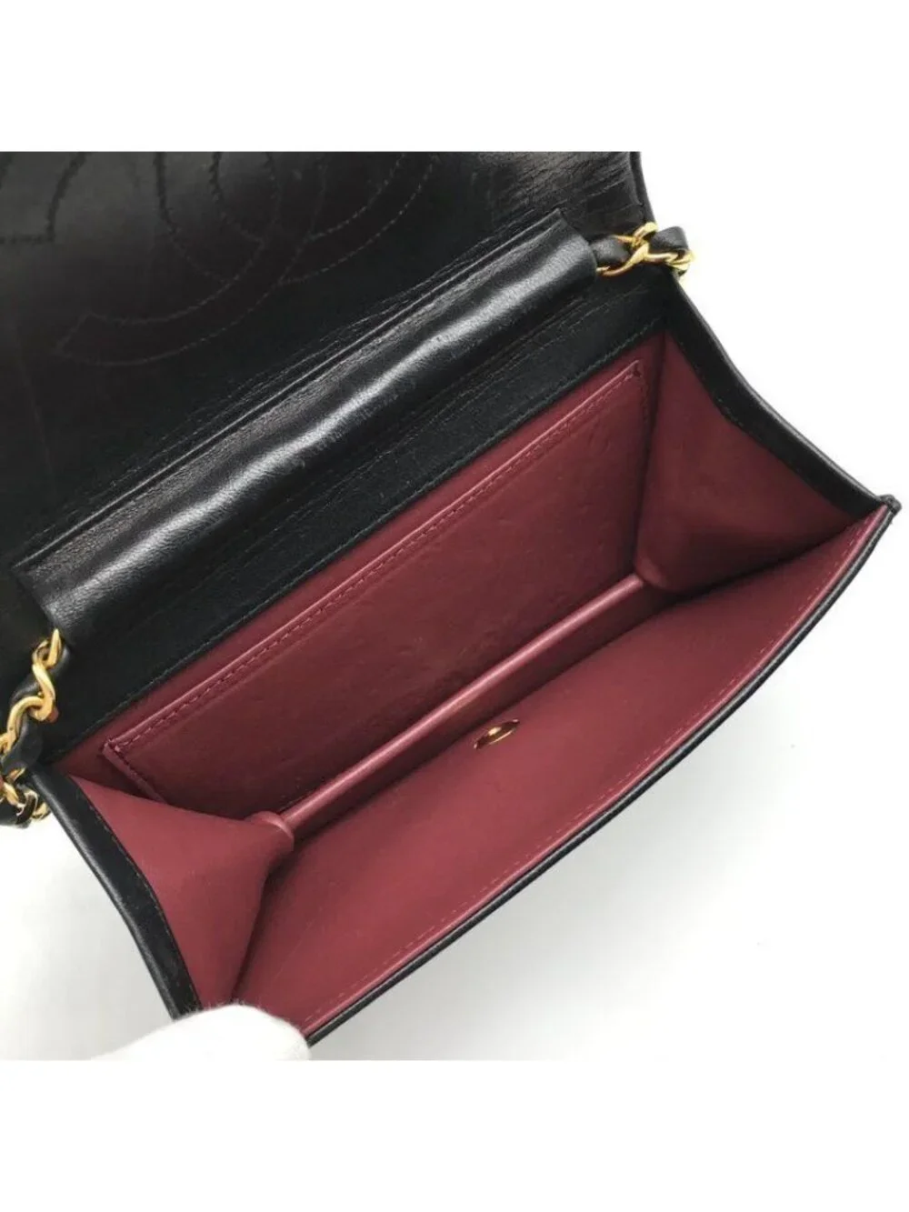 Chanel Mini Quilted CC Logo Chain Shoulder Bag Push Lock Lambskin